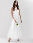 Y.a.s Sweetheart Tulle Maxi Wedding Dress In White - White