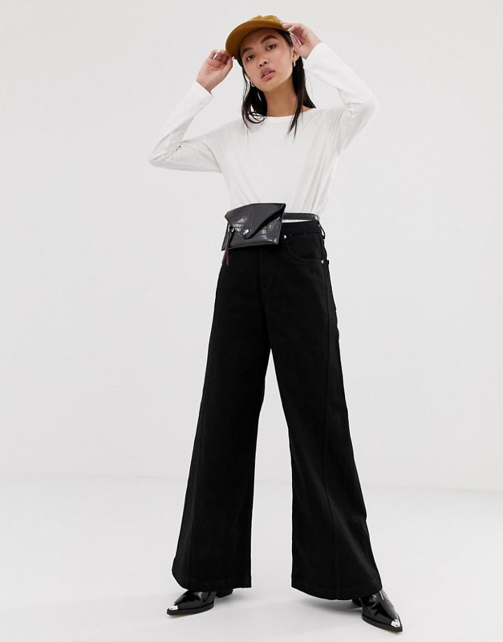 Weekday Beat Super Wide Leg Jeans In Tuned Black - Black