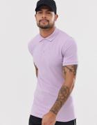 Asos Design Muscle Fit Jersey Polo In Purple - Purple