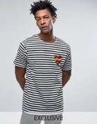 Reclaimed Vintage Revived X Romeo & Juliet Oversized T-shirt In Black With Heart Patch And Striped Print - Black