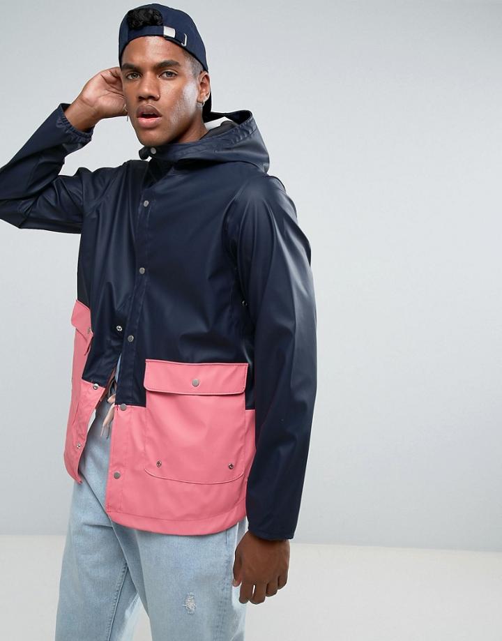 Herschel Forecast Hooded Parka Waterproof 2 Tone In Navy/pink - Navy