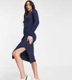 Threadbare Tall Amethyst Knit Midi Dress In Navy-blues