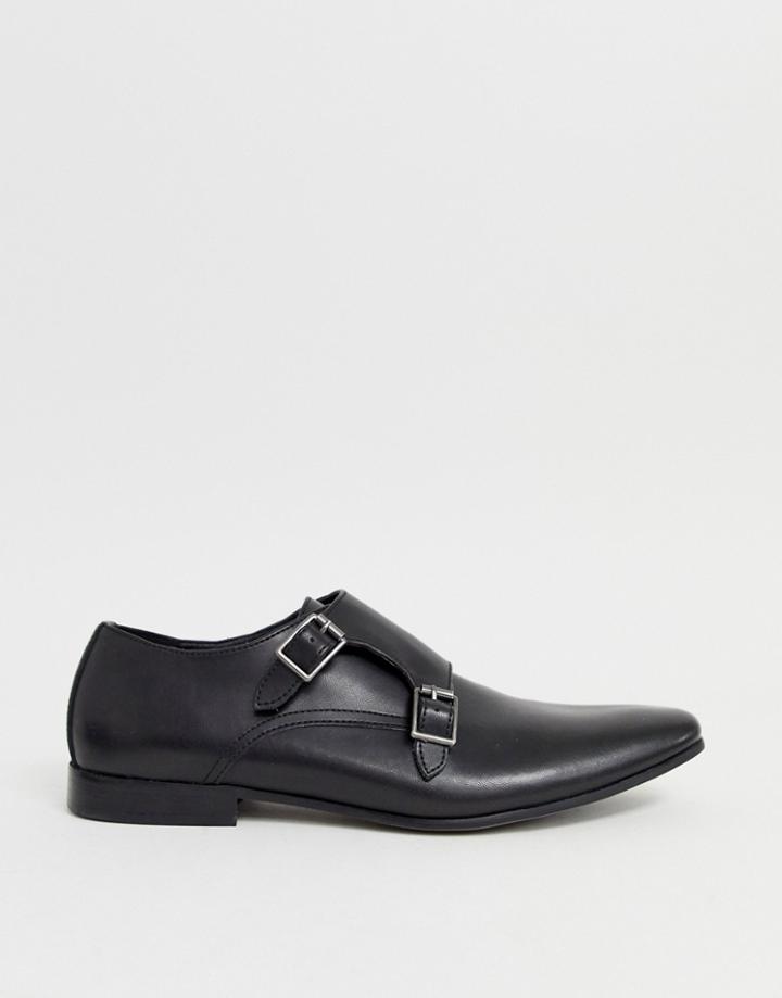 Office Fox Monk Shoes In Black Leather