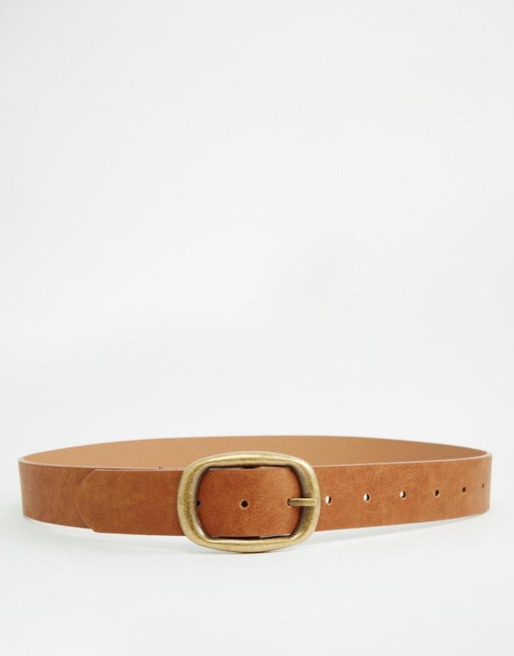 Asos Rectangle Buckle Jeans Belt - Tan
