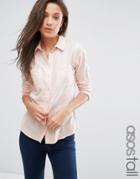 Asos Tall Fitted Shirt In Twill - Blush Pink