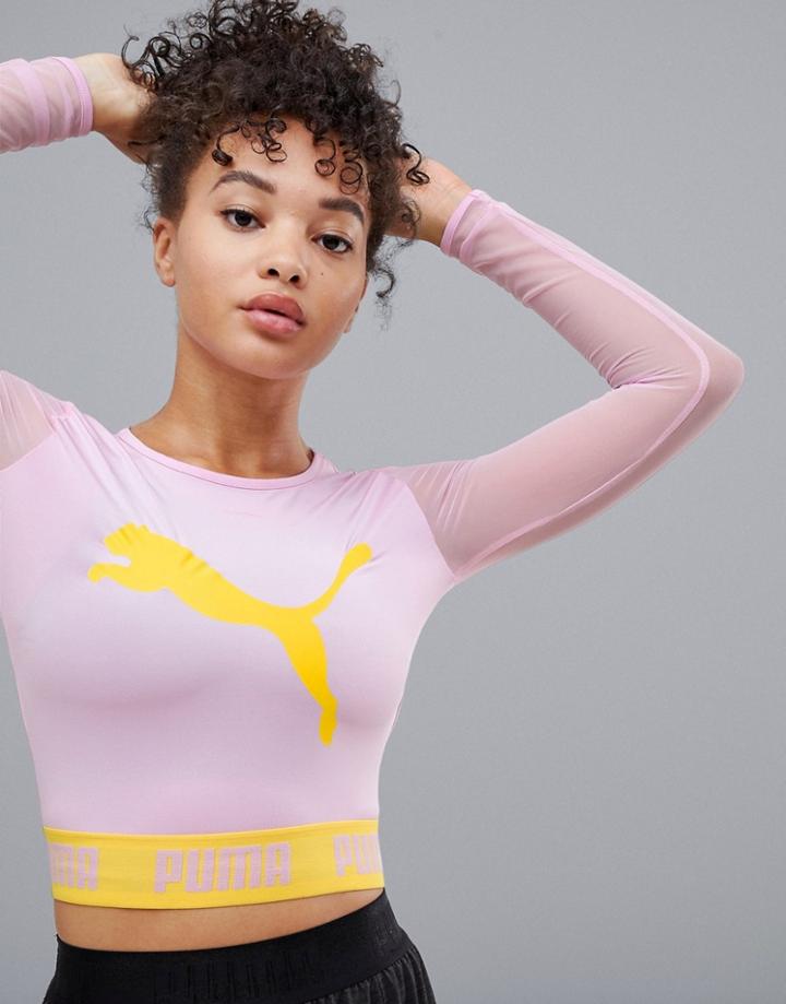 Puma Active Long Sleeve Crop Top - Purple