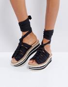 Asos Take Down Knotted Tie Leg Espadrilles - Black