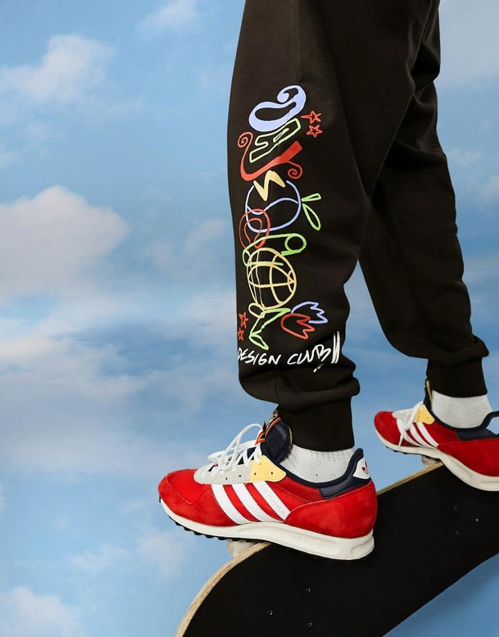 Asos Daysocial Oversized Sweatpants With Scribble Print Logo Graphic Prints In Brown - Part Of A Set