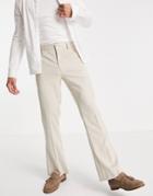 Asos Design Flared Suit Pants In Beige-neutral
