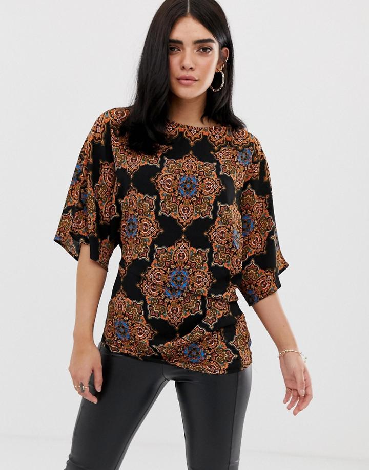 Ax Paris Printed Tunic Top - Black