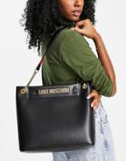 Love Moschino Logo Shoulder Bag In Black