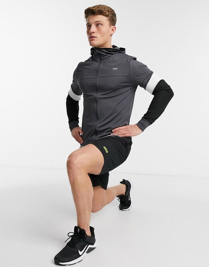 Asos 4505 Training Hoodie With Contrast Panel-grey