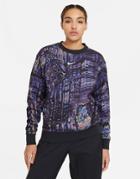 Nike Dance All Over Print Fleece Crew Neck Sweat In Black/multi
