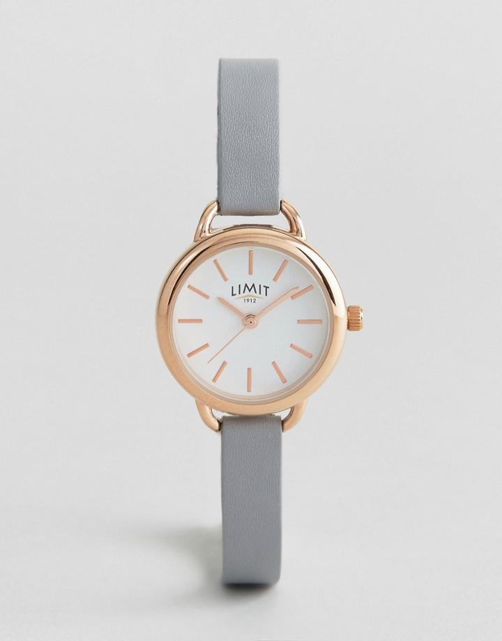 Limit Faux Leather Watch In Gray Exclusive To Asos - Gray