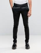 Asos Super Skinny Smart Pants With Satin Panel In Black - Black