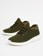 New Look Knitted Detail Sneakers In Khaki - Green