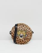 Skinnydip Leopard Print Round Cross Body Bag With Tiger Applique - Multi