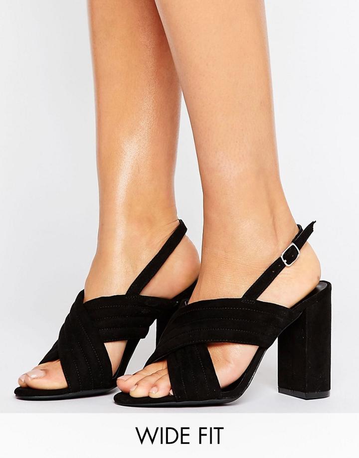 New Look Wide Fit Suedette Cross Strap Heeled Sandal - Black