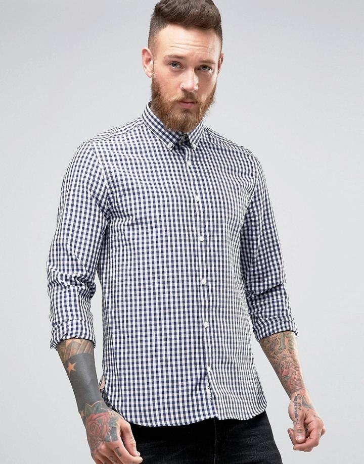 Ben Sherman Slim Fit Shirt In Navy Check - Navy