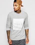 Asos Sweatshirt With Texture Print In Grey Marl - Gray Marl