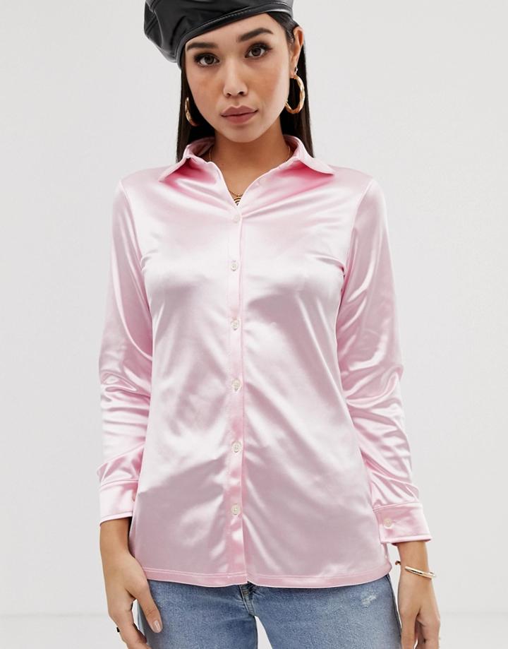 Motel Satin Fitted Shirt - Purple