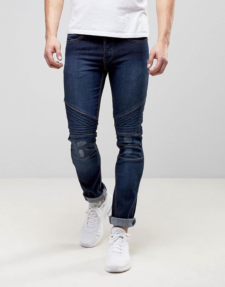 Loyalty And Faith Hayden Skinny Biker Jeans In Dark Wash - Blue