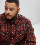 Replika Plus Long Sleeve Check Shirt With Double Chest Pockets - Red