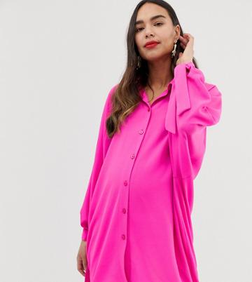 Blume Maternity Oversized Shirt In Hot Pink - Pink