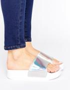 Truffle Flatform Holographic Sliders - Silver