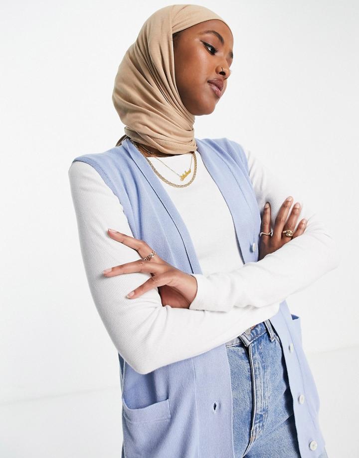 Gianni Feraud Knit Buttoned Vest In Blue-blues