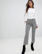 Mango Check Kick Flare Pants - Black