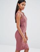 Wow Couture Bandage Dress With Allover Stud Detail - Brown