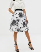 Closet Floral Pleated Midi Skirt-multi