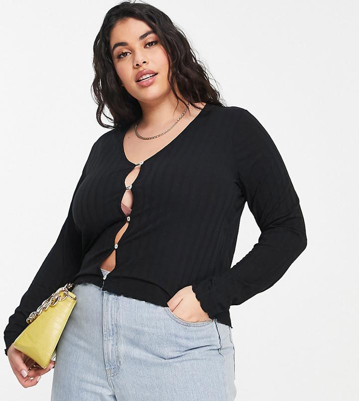 Vero Moda Curve Ribbed Cardigan In Black - Part Of A Set
