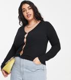 Vero Moda Curve Ribbed Cardigan In Black - Part Of A Set