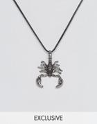 Reclaimed Vintage Inspired Necklace With Scorpian Pendant - Silver