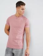Asos Design Crew Neck T-shirt In Pink - Pink