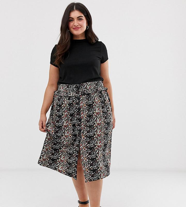 Brave Soul Plus Avaa Midi Skirt-black