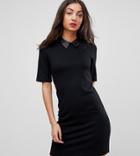 Asos Tall Mini T-shirt Dress With Faux Leather Collar - Black