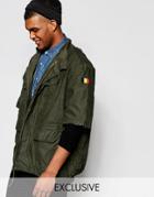 Reclaimed Vintage Military Jacket With Raw Cut Sleeves - Green