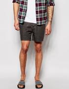 Asos Chino Shorts In Shorter Length With Elasticated Waist - Washed Black