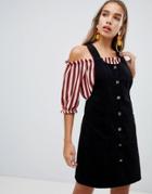 New Look Cord Button Through Pocket Pinny - Black