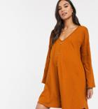 Asos Design Maternity Mini Button Through Swing Dress In Texture-red