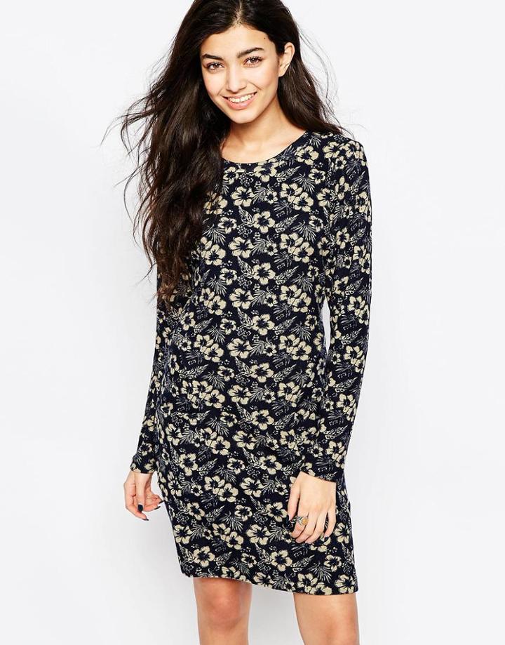 Iska Floral Long Sleeve Tunic Dress - Navy