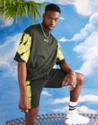 Asos Design Oversized T-shirt In Grungy Tie Dye With Chest Print - Black - Black
