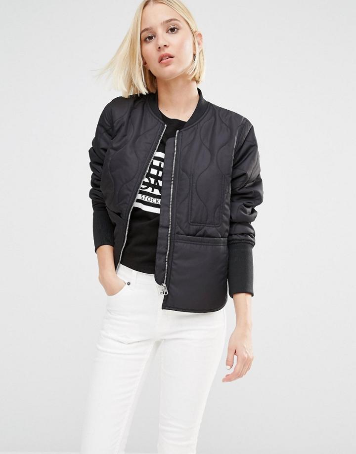 Cheap Monday Quilted Bomber Jacket - Black