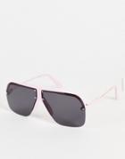 Topshop Color Block Aviator Sunglasses In Pink