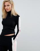 Iceberg Arm Logo Roll Neck Knit Sweater - Black