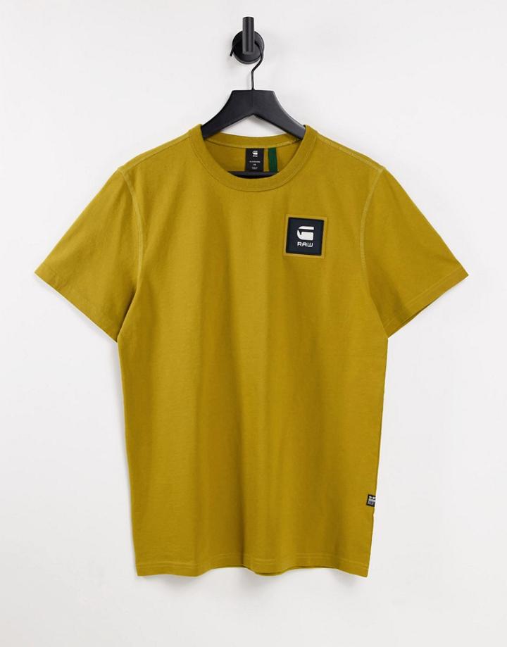 G-star T-shirt With Badge Logo In Mustard-yellow