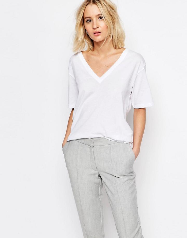 Weekday Last V-neck T-shirt - White